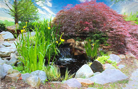 Fountain at Rutgers Nursery ("Painted")