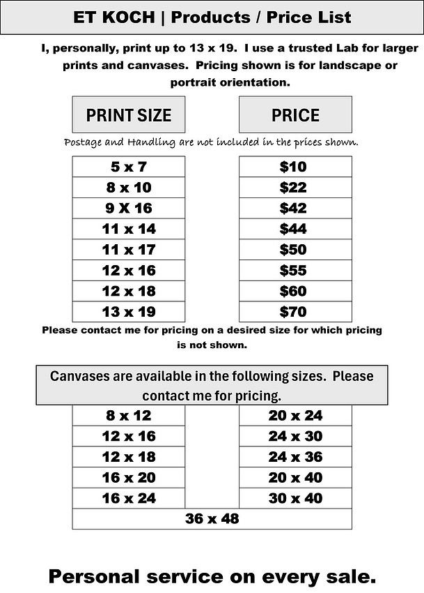 PRICE LIST 2025